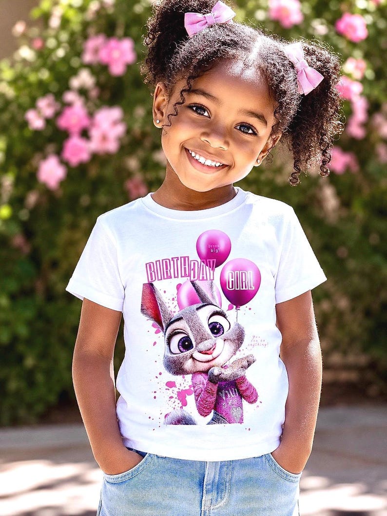 Birthday Girl Judy Hopps Inspired T-Shirt, Birthday Party Tee bild 1