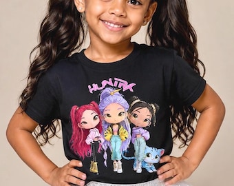 Huntrix Kpop Graphic Tee, Idol Hunter Style T-Shirt, Korean Pop Anime Streetwear