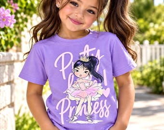Girls Ballet Dance T-Shirt | Princess Ballerina Kids Tee -Distressed Design