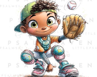 Baseball Kid Clipart – Toddler Sports PNGs (Digital Download)