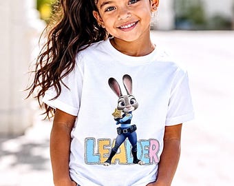 Judy Hopps Leader Shirt, Zootopia Inspired T-Shirt, Bunny Police Officer Tee, Motivational Cartoon Shirt for Girls