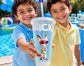 Personalized Nick Wilde Birthday Cup | Custom Kids Party Favor Tumbler