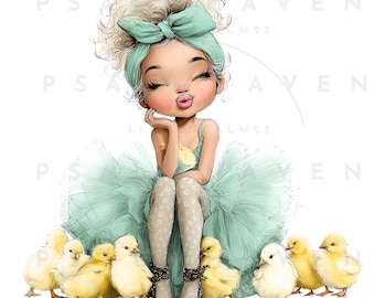 Black Ballerina Clipart Bundle: Baby Chicks, Faith-Inspired Art (PDF Download, 300 DPI)