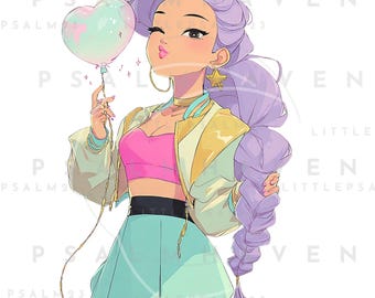 K-Pop Idol Birthday Clipart: Pastel Glam Trio (PNGs)