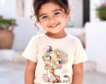 Custom Toddler Tiger T-Shirt | Natural Cotton Kids Graphic Tee | Animal Print Shirt