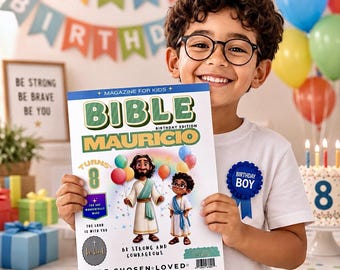 Personalized Bible Magazine Cover Party Favors | Christian Kids Activity Set (Crayons Included)