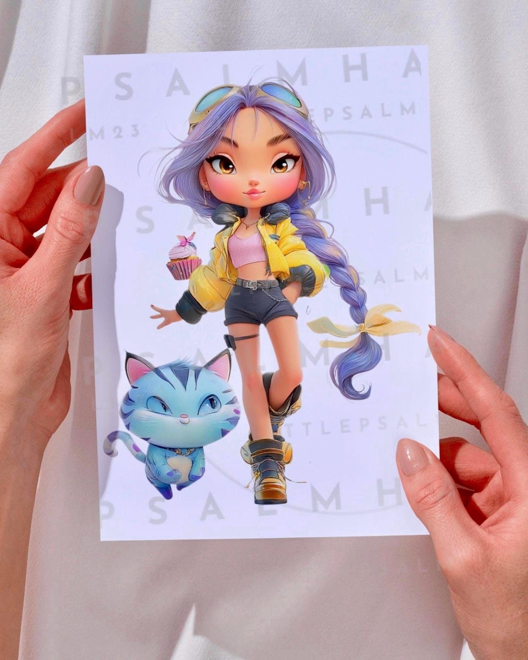 Rumi Inspired K-pop Girl & Cat Clipart Bundle | Birthday, Stickers, T ...