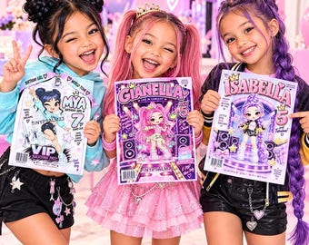 Personalized Huntrix Birthday Girl Magazine Cover, Custom Kpop Party Favor (8x11 Cardstock)