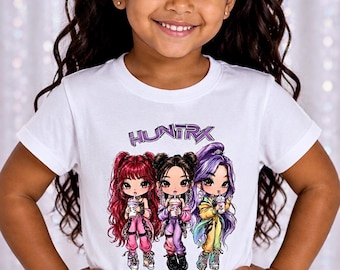 Huntrix Kpop Graphic Tee, Idol Hunter Style T-Shirt, Korean Pop Streetwear Fan Gift