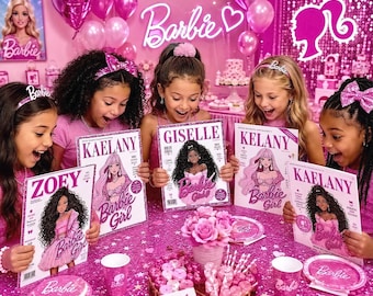 Barbie Birthday Party Favors | Personalized Barbie Magazine with Crayons | Coloring Activity Set