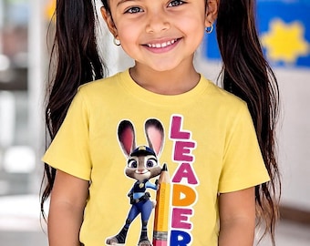 Judy Hopps Leader T-Shirt for School Kids | Zootopia Inspired Bunny Police Graphic Tee