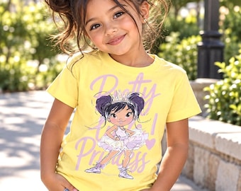 Girls Ballet Dance T-Shirt | Princess Ballerina Kids Tee -Distressed Design