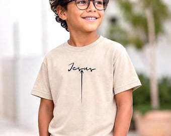 Boys Jesus T-Shirt | Custom Christian Faith Tee, 100% Cotton Everyday Wear