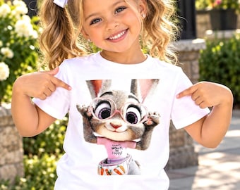 Judy Hopps Inspired T-Shirt, Don't Worry Be Happy Rabbit Graphic Tee (100% Cotton)