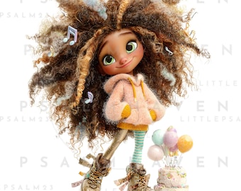 Curly Hair Girl PNG Clipart: Streetwear Style Digital Images (PDF File)