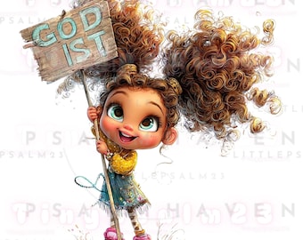 Christian Kids Clipart • 22 PNG • Faith Sign Phrases • Pray • Brave • God First •Transparent Background