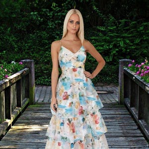 Blue Floral Print Maxi Dress: Bohemian Sleeveless Sling Dress