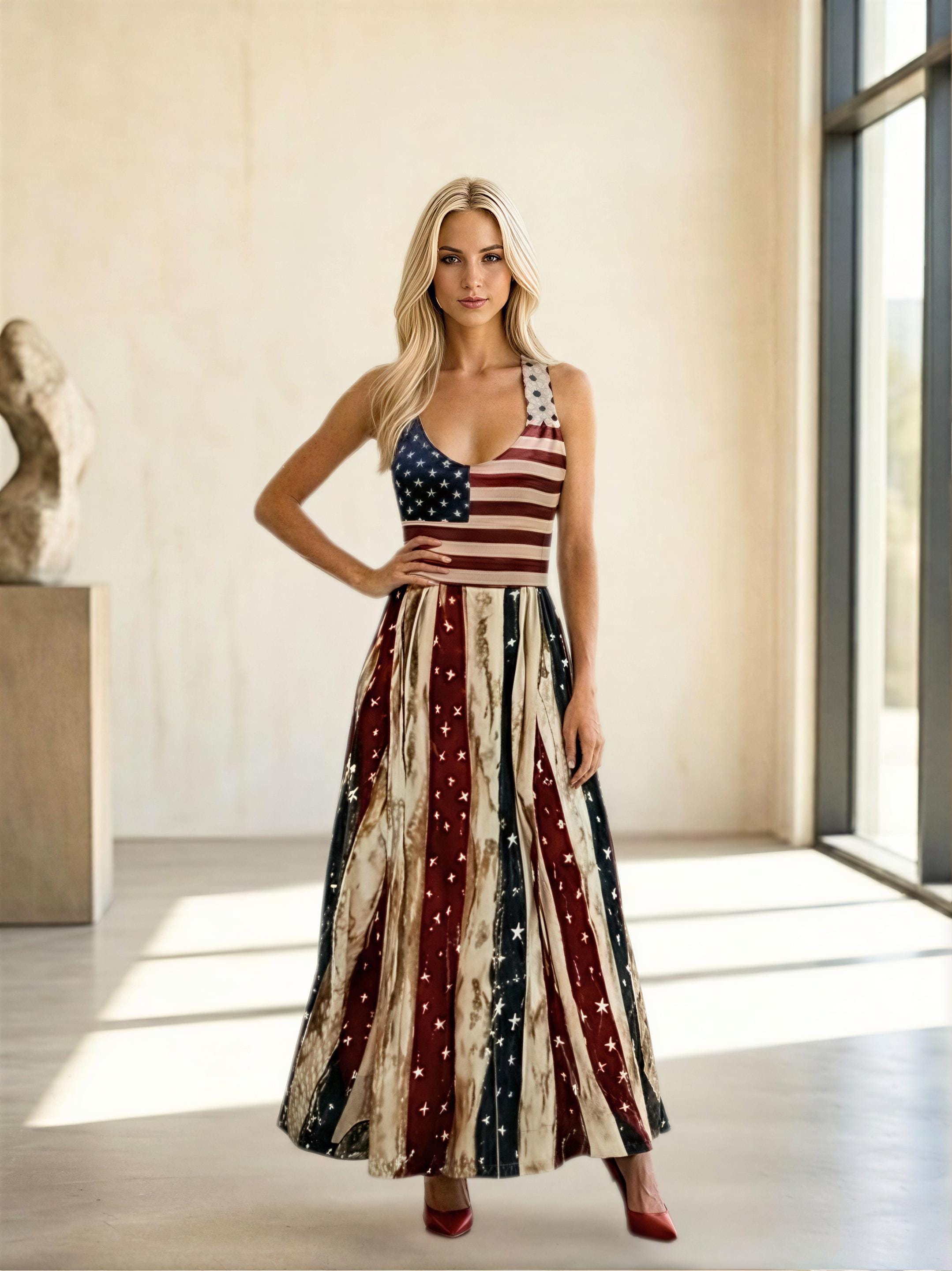 Patchwork American Flag Dress - Etsy