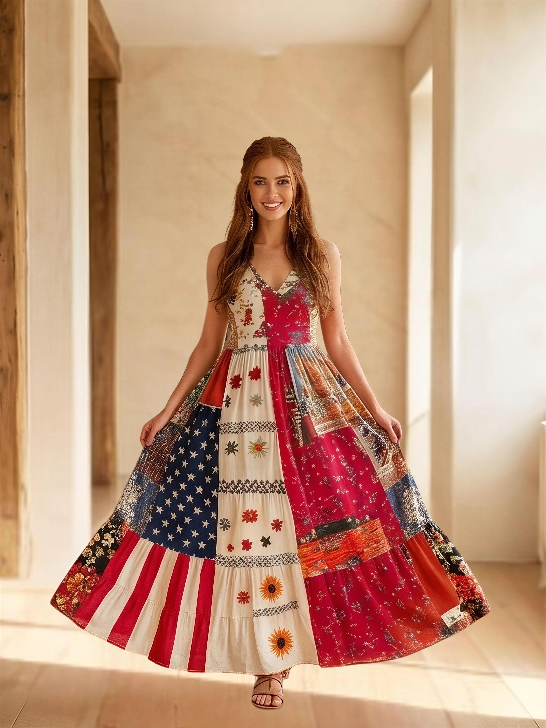 Patchwork American Flag Dress - Etsy