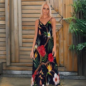 Chic Boho Maxi Dress - Elegant Sling Long Dress with Floral Print, Unique Maxi Dress for Summer Fashion, Stylis Flirty Dress