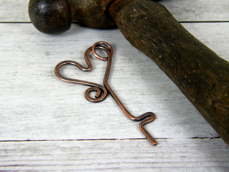 Rustic Pendant Copper Key Pendant Heart Key Pendant Skeleton Key Pendant Copper Wire Pendant Jewelry Making