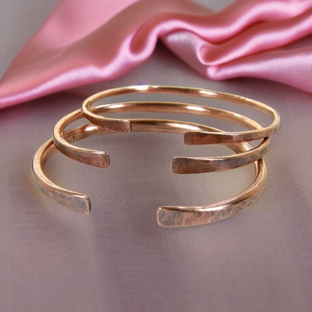 Hammered Rustic Copper Bracelet, Copper Wire Bangle, Copper Cuff With