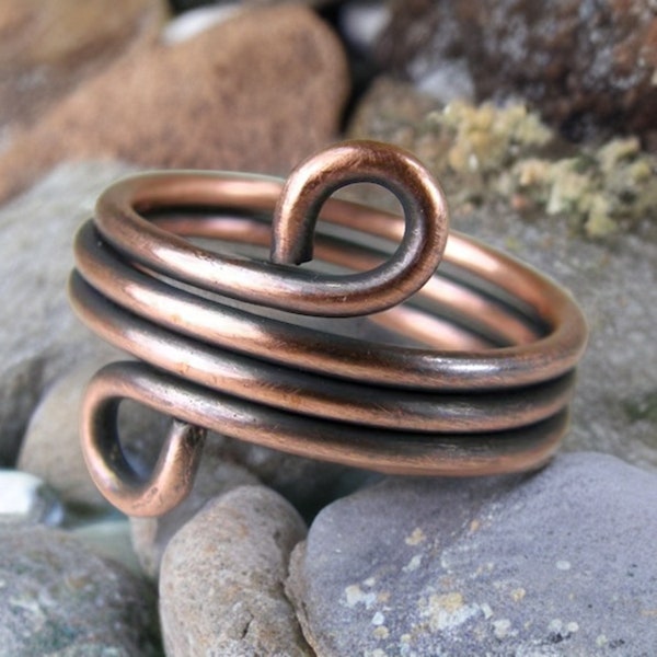 Minimalist Pure Copper Wire Ring at a Special Price, Boho Chic Casual Ring, Handmade Adjustable Rustic Ring, Minimalist Ring, Dainty Ring