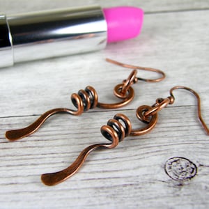 Copper Coil Earrings, Unique Earring, Fun Earring, Cute Earring, Women Tribal Earrings, Dangle Earrings, Handmade Gift For Wife Girlfriend