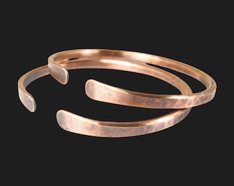 Handmade Heavy Gauge Copper Cuff Bracelet, Rustic Patina