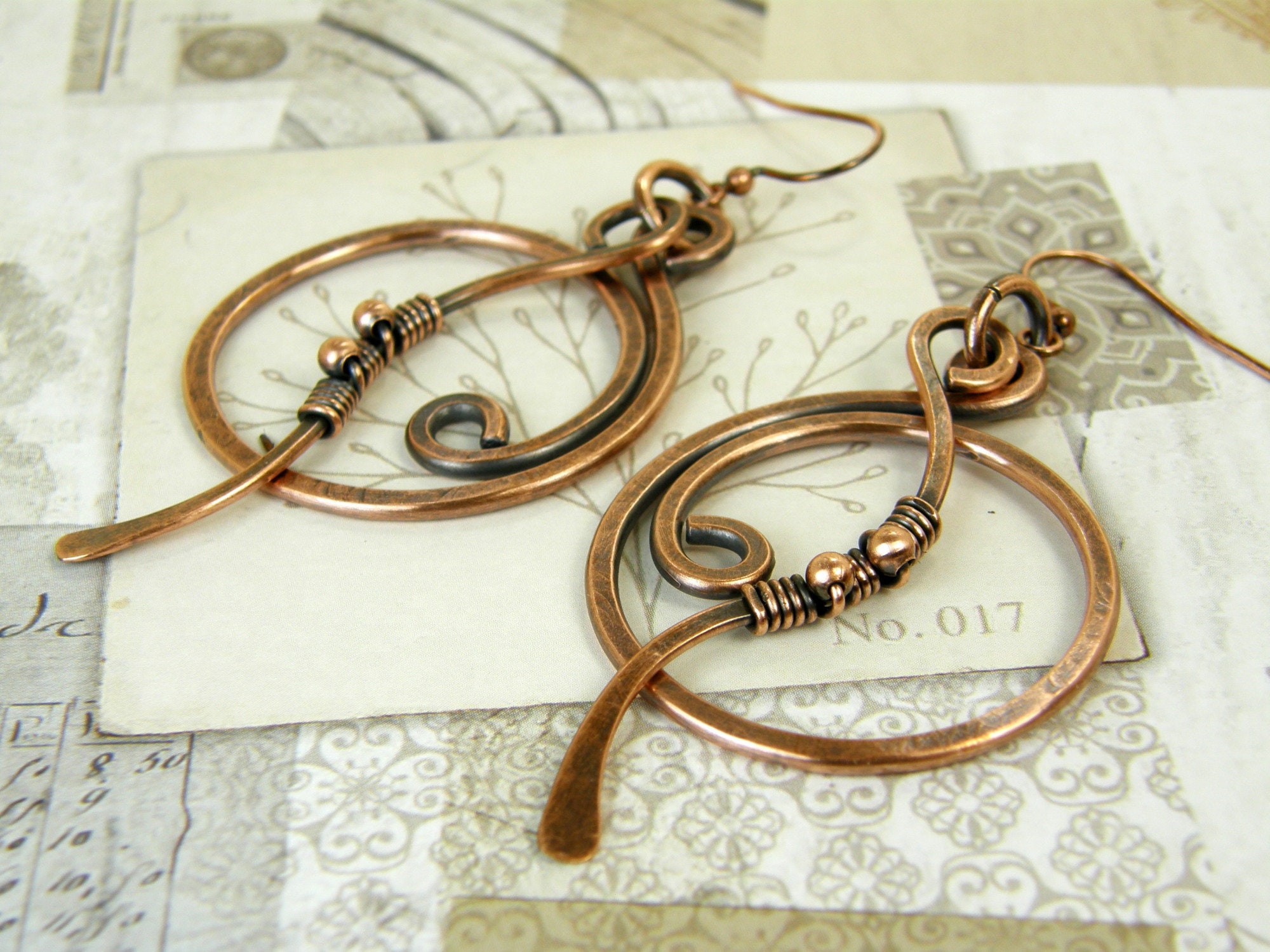 Hammered Copper Earrings Copper Earrings Rustic Copper | Etsy