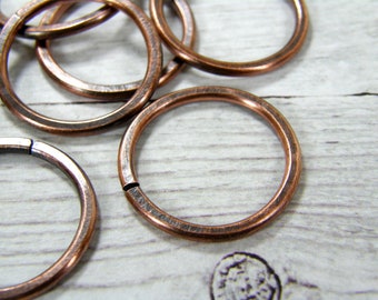 Large Jump Rings, Oversized Jump Rings, Antiqued Copper, Handmade, Round Jump Rings, 12 Gauge, Large Hammered Copper Jump Rings, Set of 10