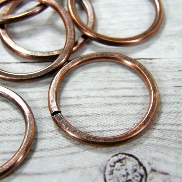 Large Jump Rings, Oversized Jump Rings, Antiqued Copper, Handmade, Round Jump Rings, 12 Gauge, Large Hammered Copper Jump Rings, Set of 10