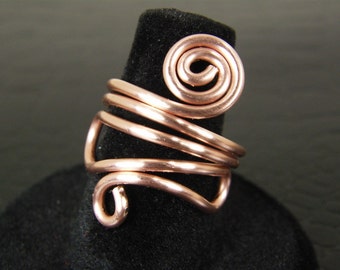 Funky Copper Fashion Ring, Women's Ring, Copper Ring, Wire Ring, Minimalist Ring, Arthritis Ring, 7th Anniversary Gift