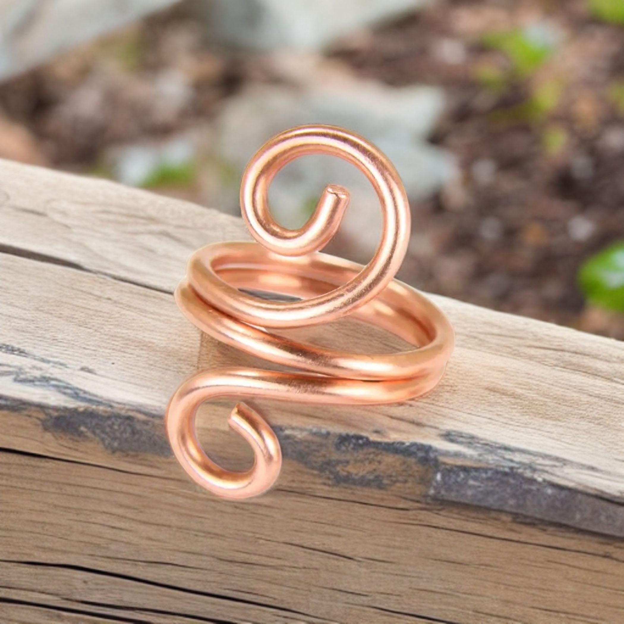 PURE COPPER Wire Ring Minimalist Ring Adjustable Abstract Ring