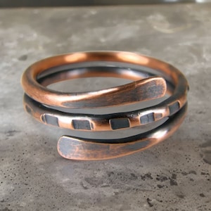 Rustic Copper Ring, Womens Copper Ring, Copper Patina Wire Ring, Boho Copper Ring, Copper Wire Ring