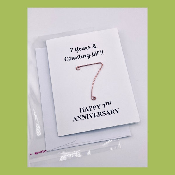 Handmade Copper 7th Anniversary Card “7 Years & Counting”