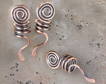 Copper Spiral Dread Bead, Copper Wire Dread Bead, Dreadlock Hair Bead, Dread Jewelry, Loc Jewelry, 8mm Hair Bead, Beard Bead