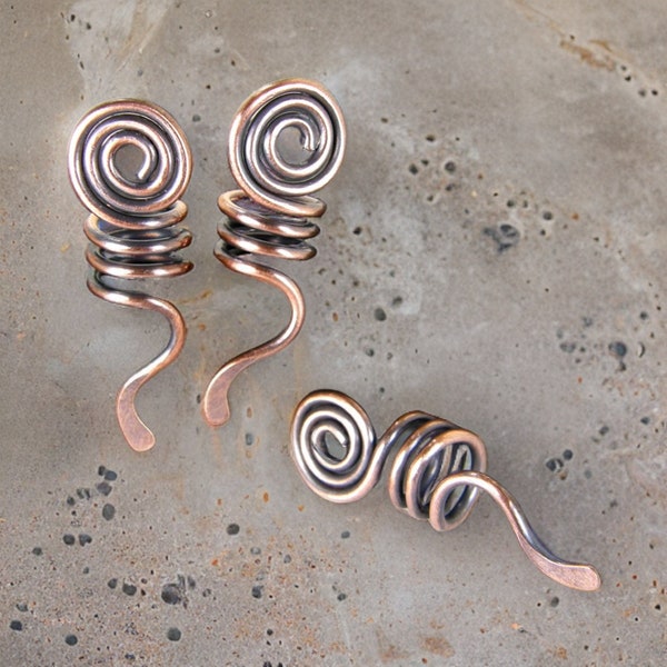 Copper Spiral Dread Bead, Copper Wire Dread Bead, Dreadlock Hair Bead, Dread Jewelry, Loc Jewelry, 8mm Hair Bead