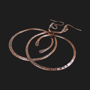 Big Hammered Hoops, Distressed Copper Earrings, Textured Large Hoops, Big Hoops, Copper Hoops, Rustic Hoop Earrings, 7th Anniversary Gift