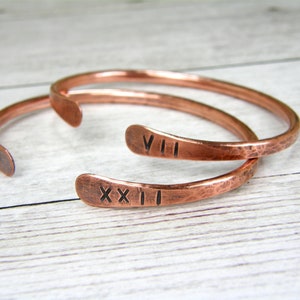 Copper Anniversary Gift For Men & Women, Roman Numeral, 7th 22nd Anniversary Gift, Personalized Bracelet, Anniversary Jewelry, Husband, Wife image 6