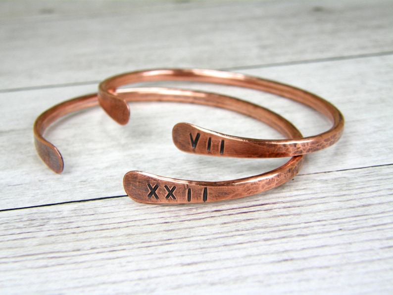 Copper Anniversary Gift For Men & Women, Roman Numeral, 7th 22nd Anniversary Gift, Personalized Bracelet, Anniversary Jewelry, Husband, Wife image 6