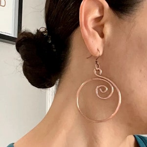 Big Oversized Earrings for Women, Large Copper Hoop Earrings a Great Gift For Her