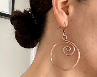 Big Oversized Earrings for Women, Large Copper Hoop Earrings a Great Gift For Her