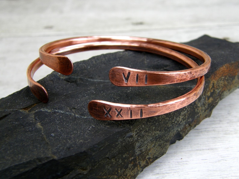 Copper Anniversary Gift For Men & Women, Roman Numeral, 7th 22nd Anniversary Gift, Personalized Bracelet, Anniversary Jewelry, Husband, Wife image 7