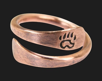 Men's Bear Claw Ring, Men's Bear Paw Ring, Hand Stamped, Bear Ring, Hunting Ring, Hunter Ring, Pure Copper, 7th Anniversary Gift