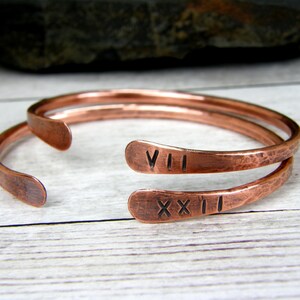 Copper Anniversary Gift For Men & Women, Roman Numeral, 7th 22nd Anniversary Gift, Personalized Bracelet, Anniversary Jewelry, Husband, Wife image 8