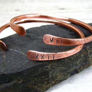 Copper Anniversary Gift For Men & Women, Roman Numeral, 7th 22nd Anniversary Gift, Personalized Bracelet, Anniversary Jewelry, Husband, Wife image 4