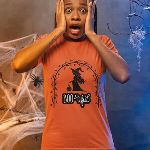 Halloween Witch T-Shirt, Spooky Tee for Fall, Boo-tiful Halloween Shirt, Halloween Cotton Tee, Perfect for Trick or Treating