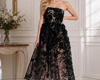Luxe 3D bloem tule formele jurk vrouwen borduren corset avondbal maxi jurk