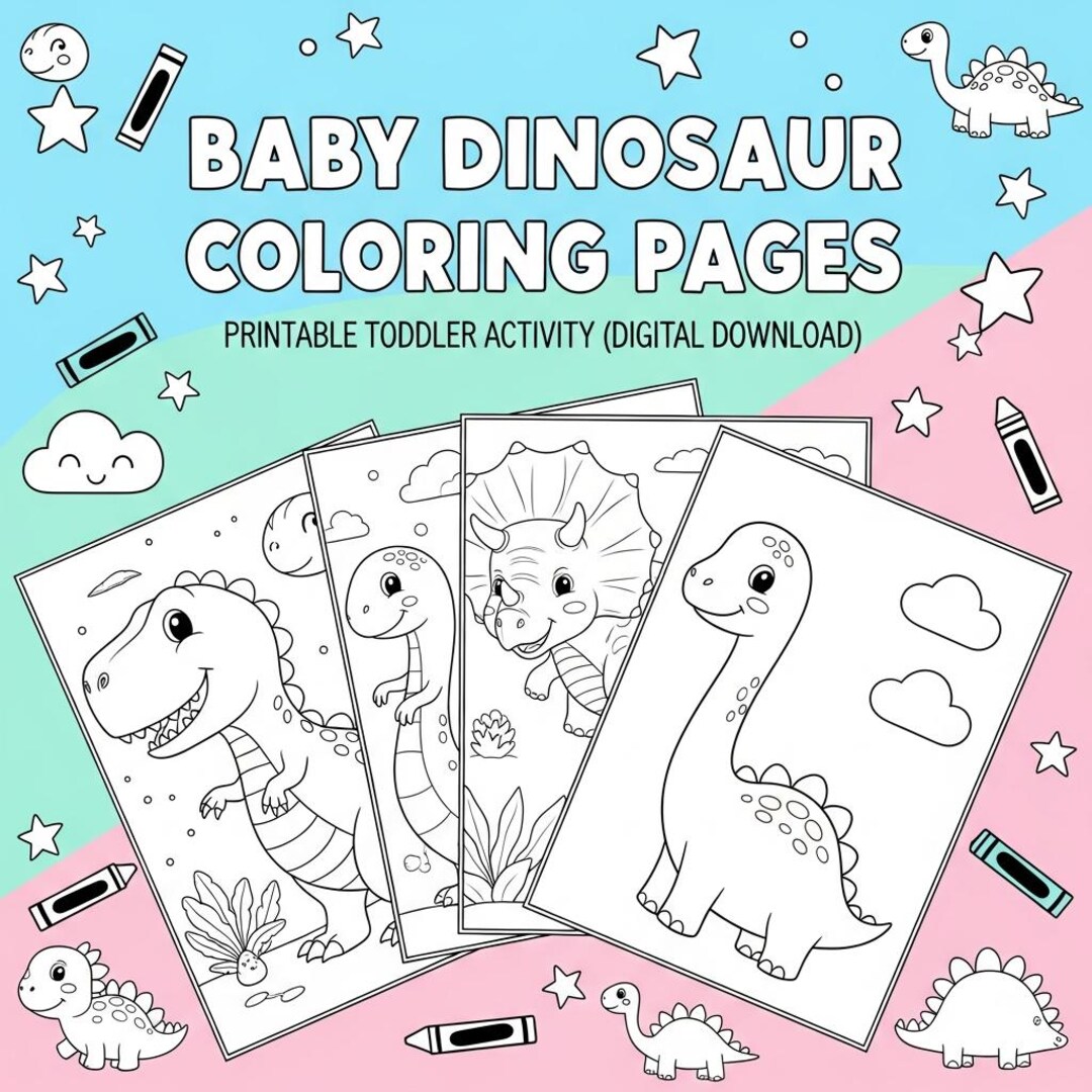 Baby Dinosaur Coloring Pages for Kids – Printable Toddler Activity ...
